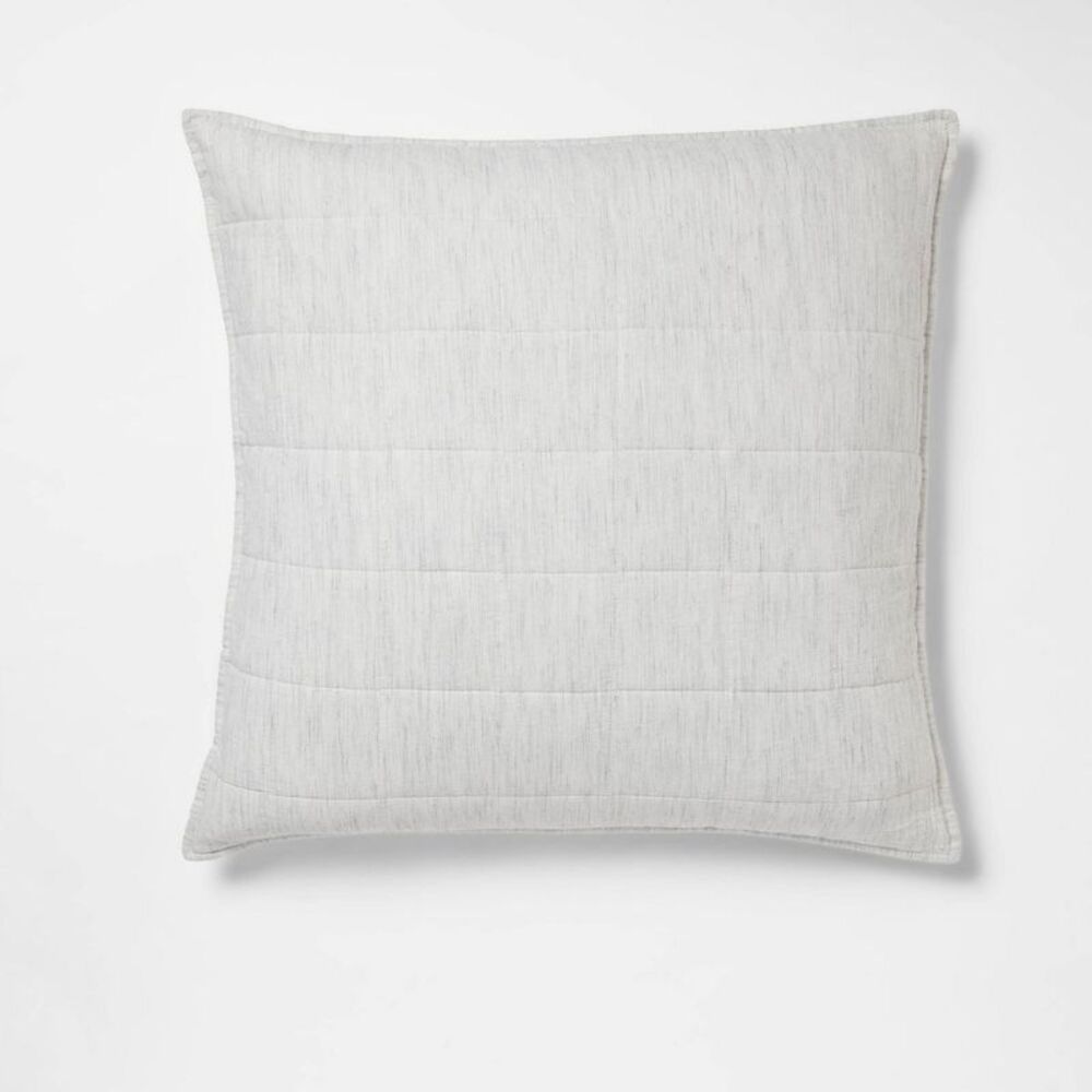 Euro Space Dyed Woven Cotton Linen Pillow Sham with Zipper - Light Gray